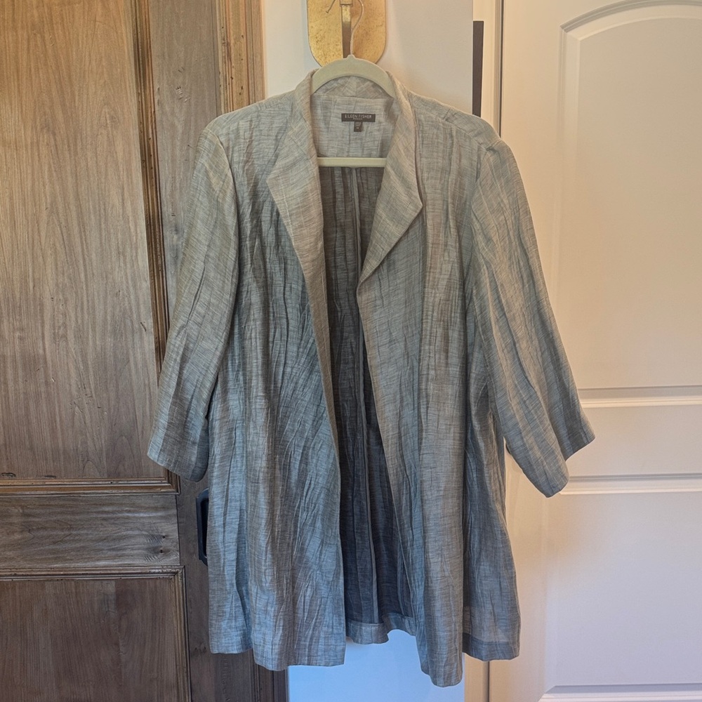 Silver Linen Open Front Jacket